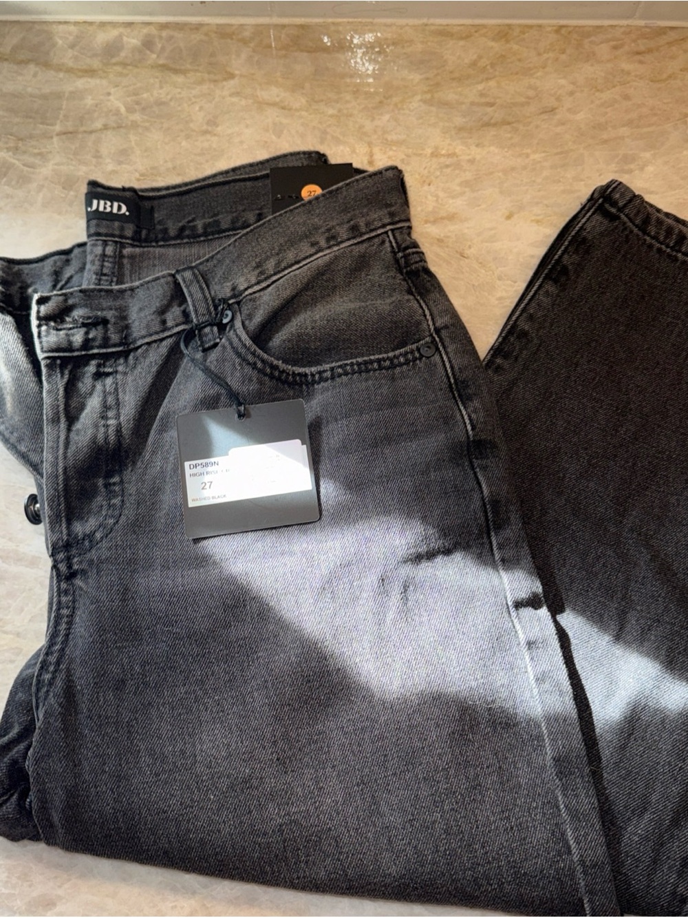 🟠NWT JUST BLACK DENIM (JBD) High Rise Retro Straight Leg Jeans black wash sz27